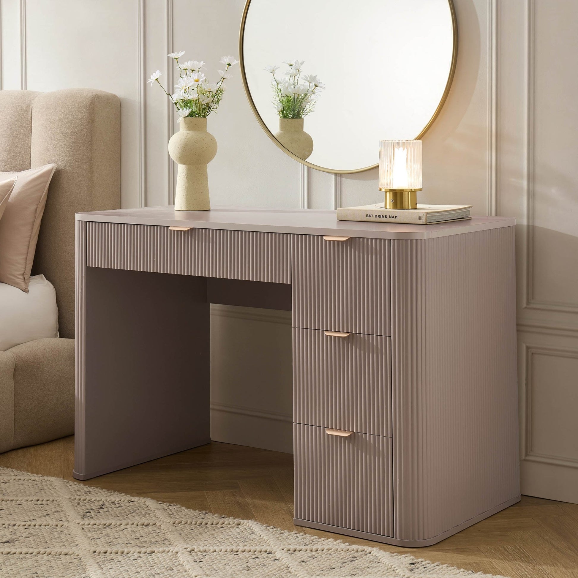 Hattie Large Dressing Table with Drawers - Taupe - DUSK