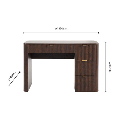 Hattie Large Dressing Table with Drawers - Walnut - DUSK