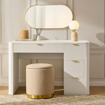 Hattie Large Dressing Table with Drawers - Warm White - DUSK