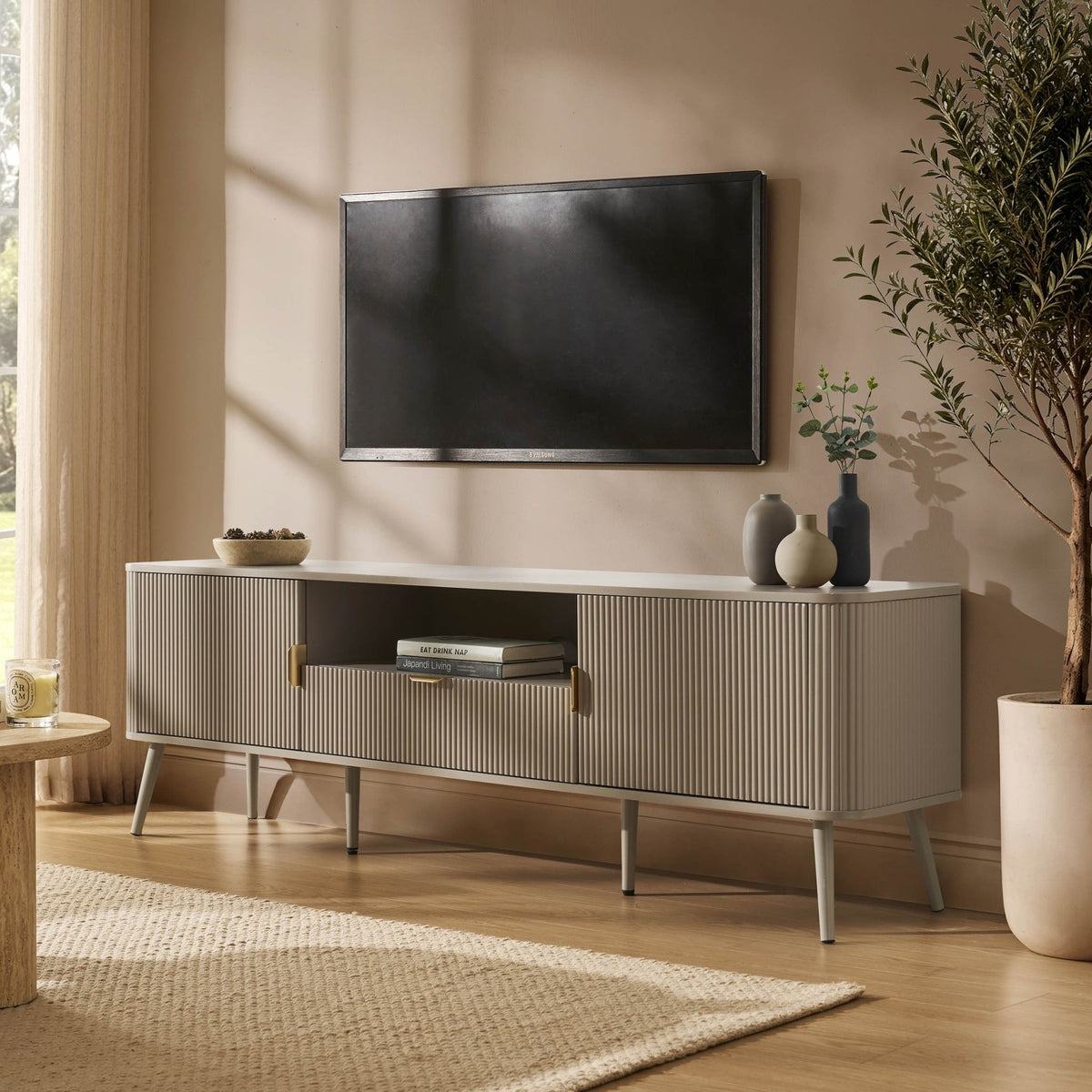 Hattie Large TV Unit for TVs up to 75" - Taupe - DUSK