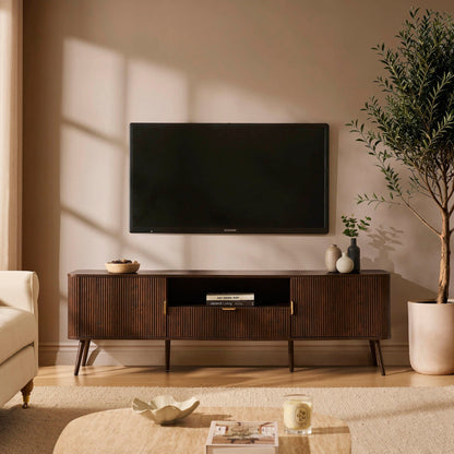 Hattie Large TV Unit for TVs up to 75"- Walnut - DUSK