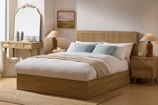 Hattie Ottoman Storage Bed - Light Wood - DUSK
