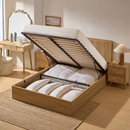 Hattie Ottoman Storage Bed - Light Wood - DUSK