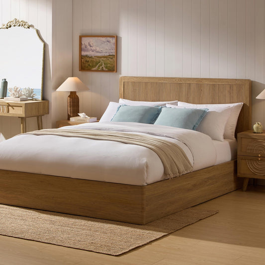 Hattie Ottoman Storage Bed - Light Wood - DUSK