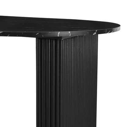 Hattie Panel Oval 4 - 6 Seater Dining Table - Black Marble - DUSK