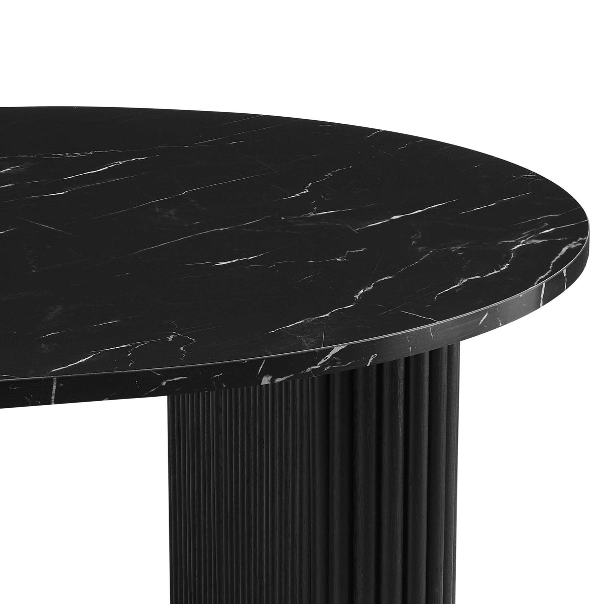 Hattie Panel Oval 4 - 6 Seater Dining Table - Black Marble - DUSK