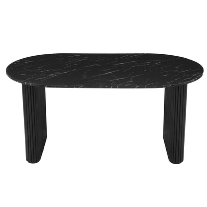 Hattie Panel Oval 4 - 6 Seater Dining Table - Black Marble - DUSK