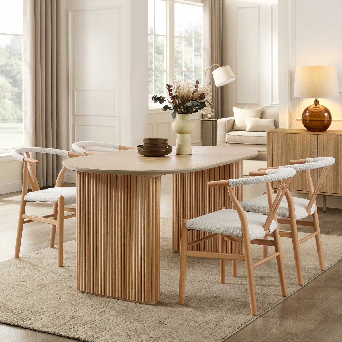 Hattie Panel Oval 4 - 6 Seater Dining Table - Natural - DUSK