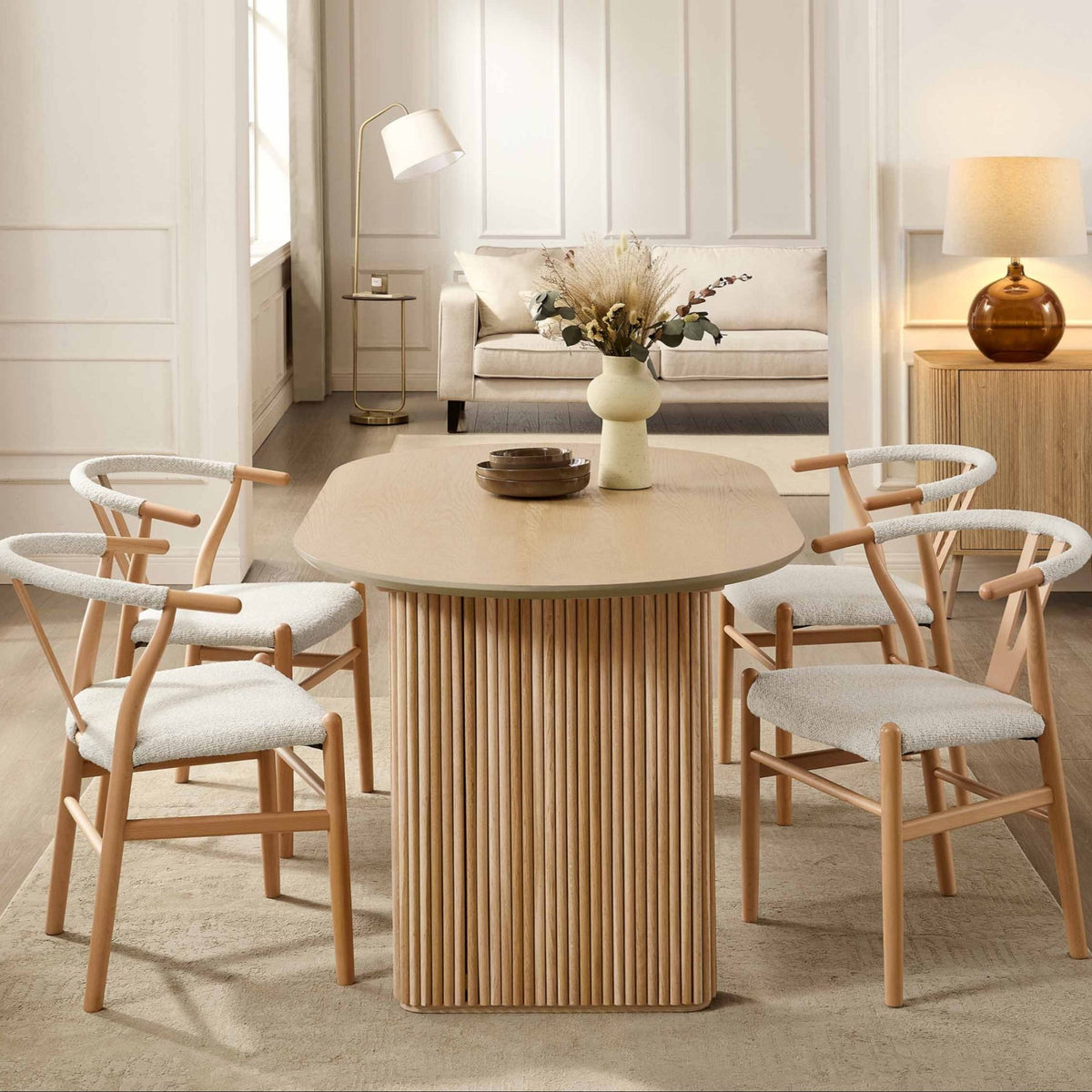 Hattie Panel Oval 4 - 6 Seater Dining Table - Natural - DUSK