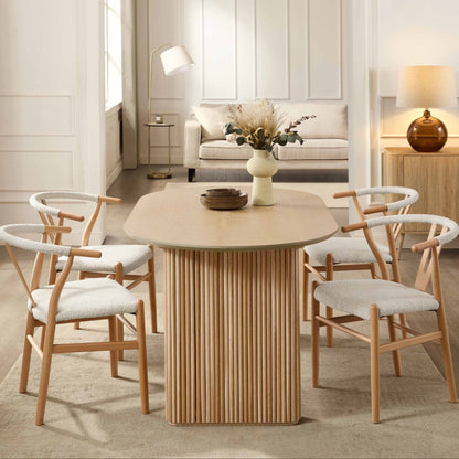 Hattie Panel Oval 4 - 6 Seater Dining Table - Natural - DUSK