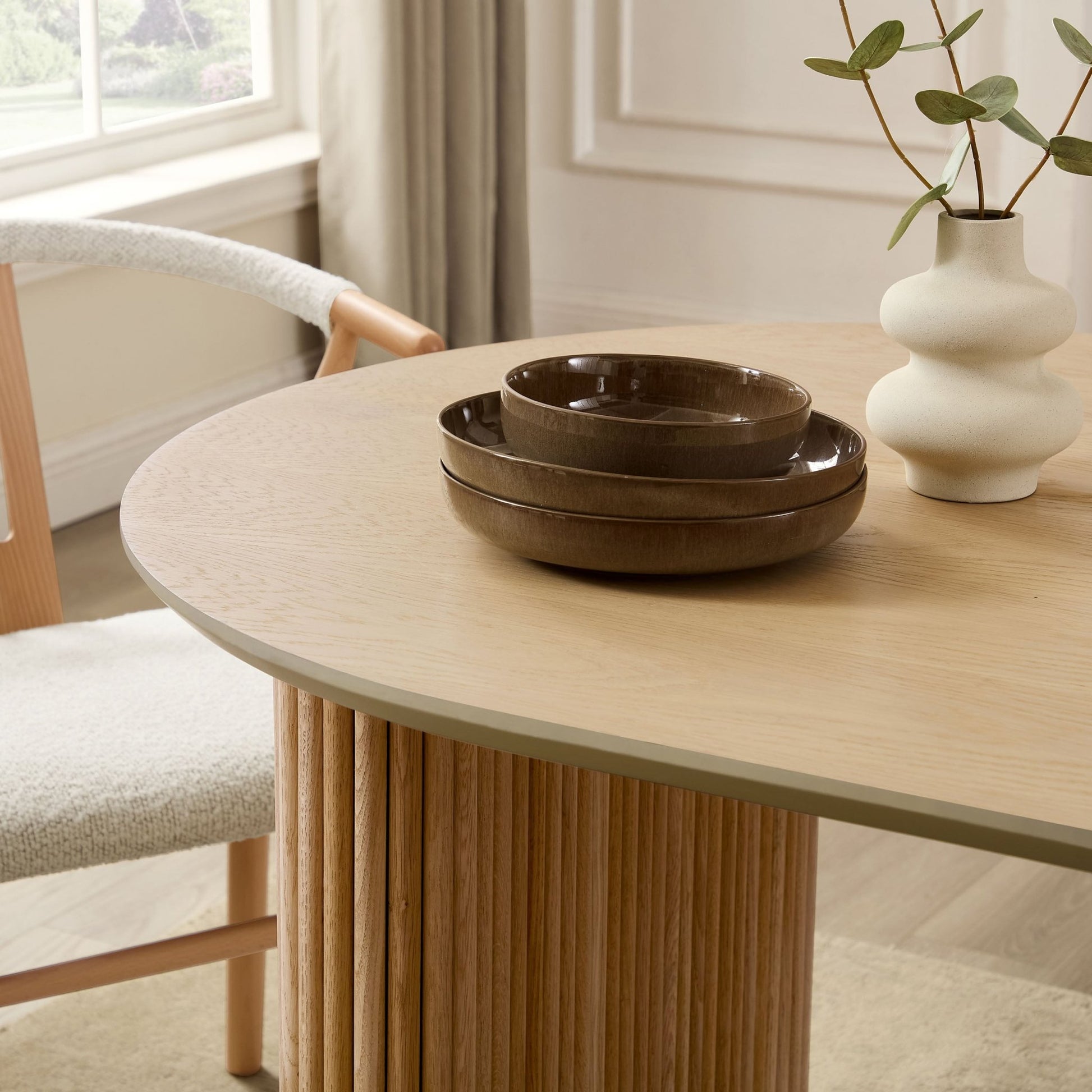 Hattie Panel Oval 4 - 6 Seater Dining Table - Natural - DUSK