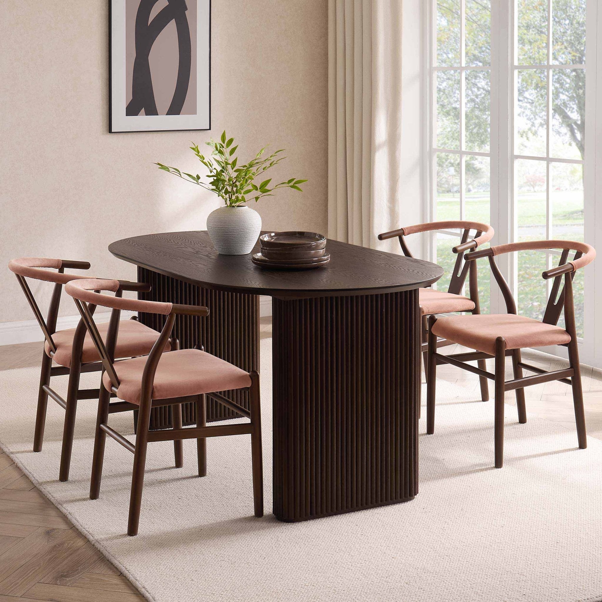Hattie Panel Oval 4 - 6 Seater Dining Table - Walnut - DUSK