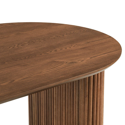 Hattie Panel Oval 4 Seater Dining Table -  Mid Wood - DUSK