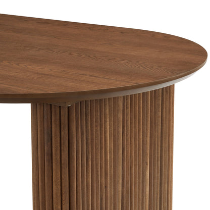 Hattie Panel Oval 4 Seater Dining Table -  Mid Wood - DUSK
