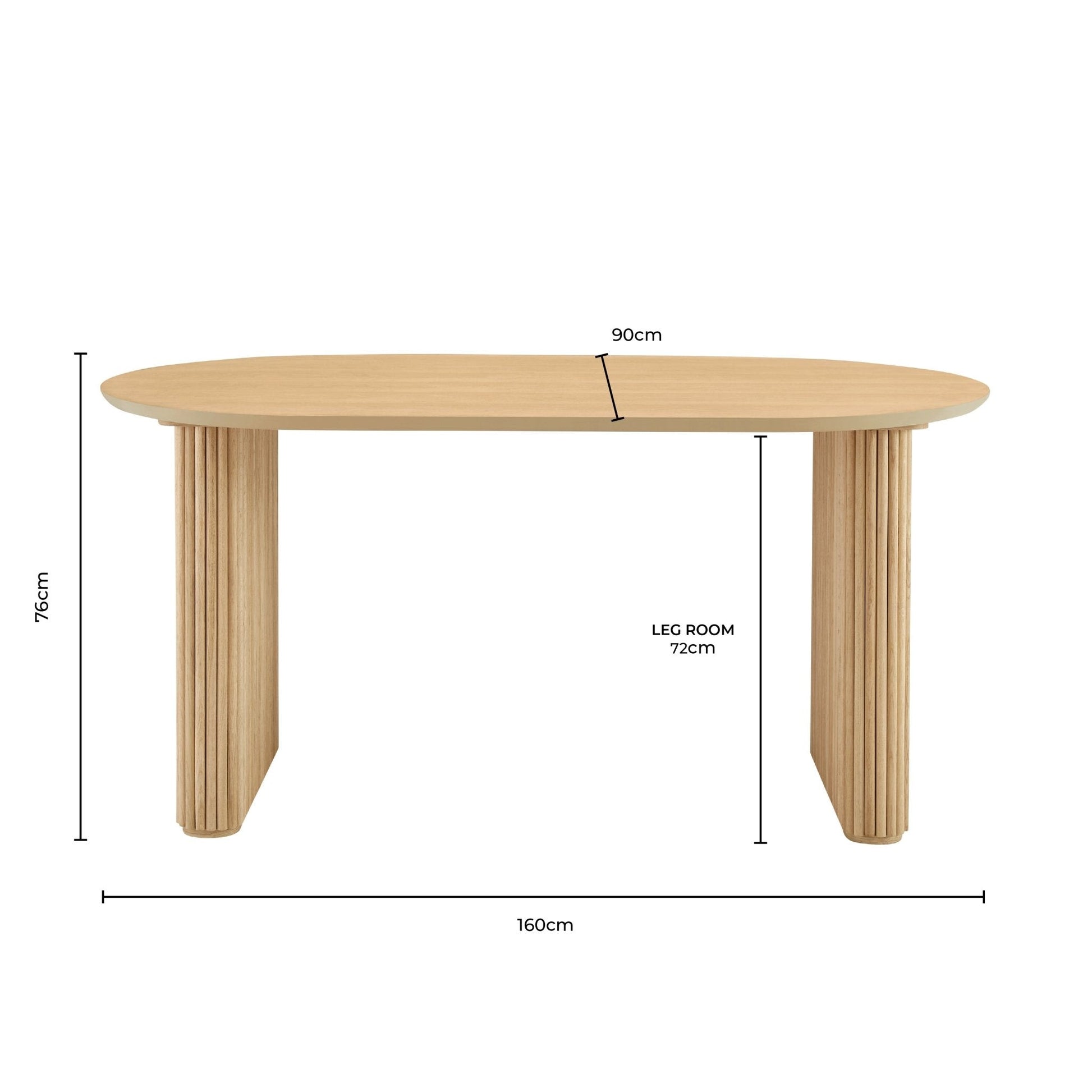 Hattie Panel Oval 4 Seater Dining Table - Natural - DUSK