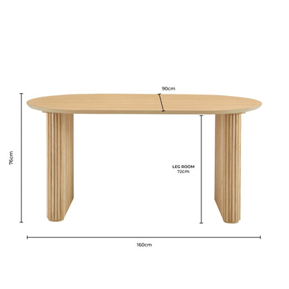 Hattie Panel Oval 4 Seater Dining Table - Natural - DUSK