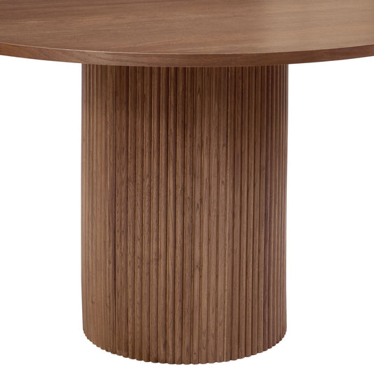 Hattie Panel Round 4 - 6 Seater Dining Table - Mid Wood - DUSK