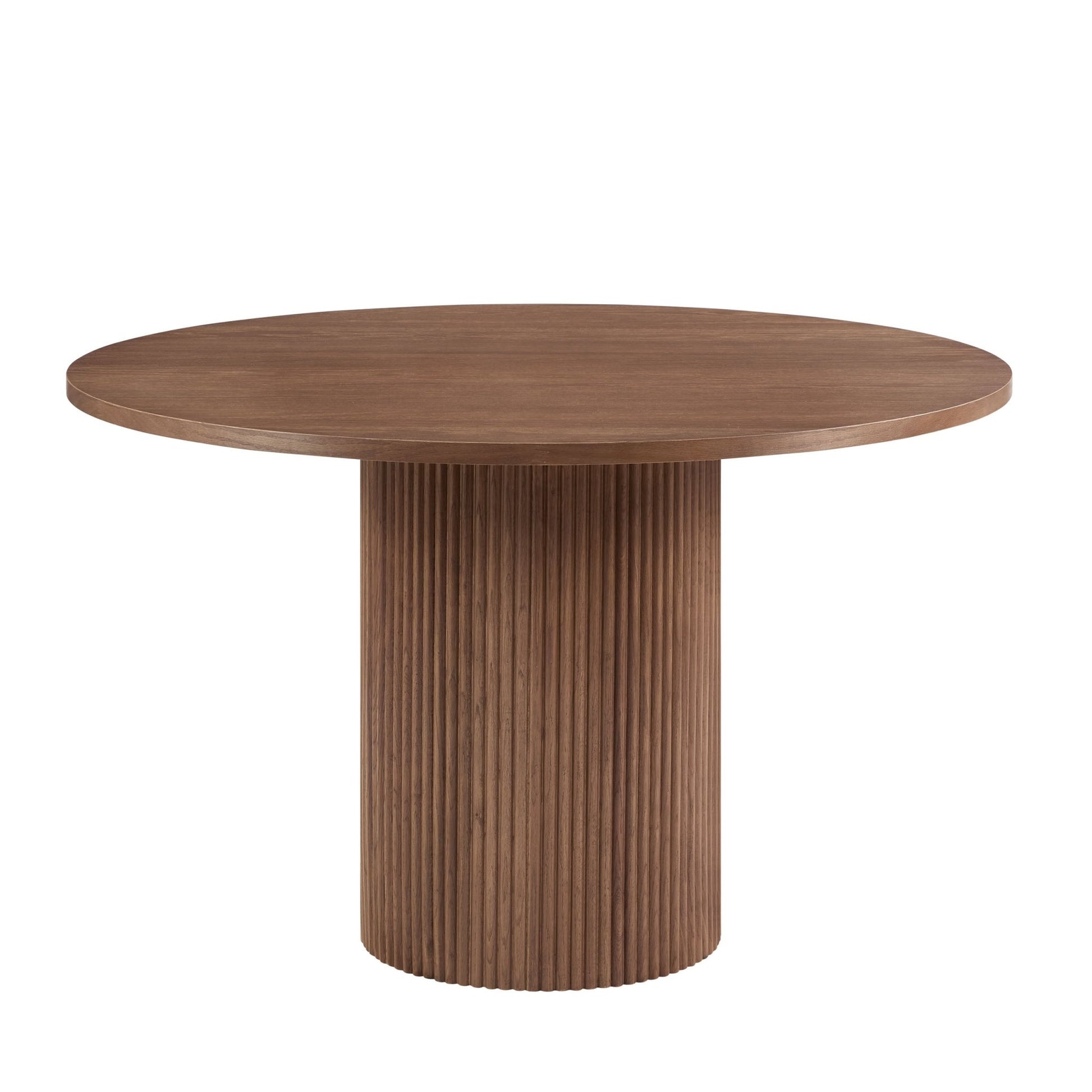 Hattie Panel Round 4 - 6 Seater Dining Table - Mid Wood - DUSK