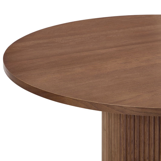 Hattie Panel Round 4 - 6 Seater Dining Table - Mid Wood - DUSK