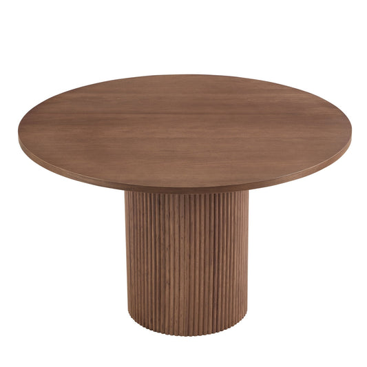 Hattie Panel Round 4 - 6 Seater Dining Table - Mid Wood - DUSK