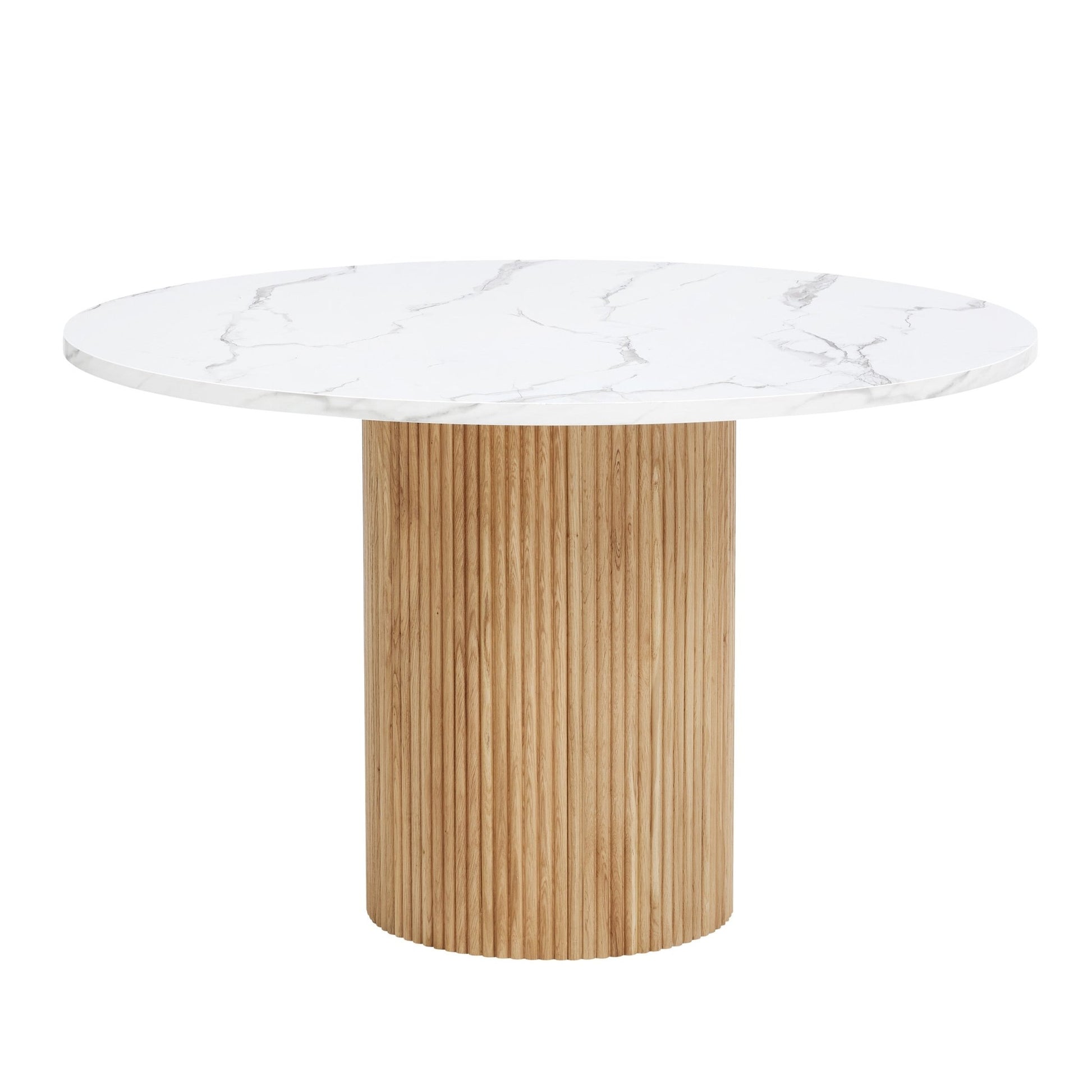 Hattie Panel Round 4 - 6 Seater Dining Table - Natural/Marble - DUSK
