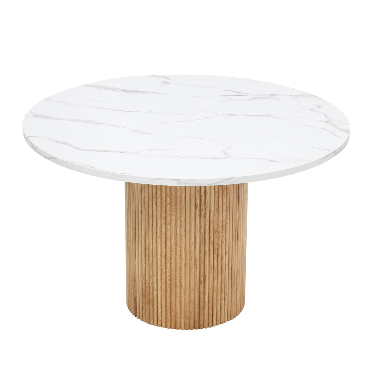 Hattie Panel Round 4 - 6 Seater Dining Table - Natural/Marble - DUSK