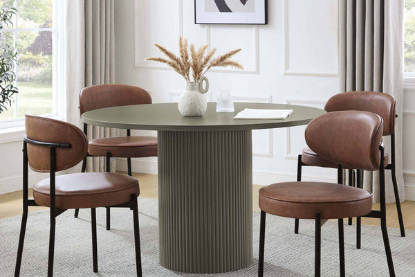 Hattie Panel Round 4 - 6 Seater Dining Table - Vetiver - DUSK