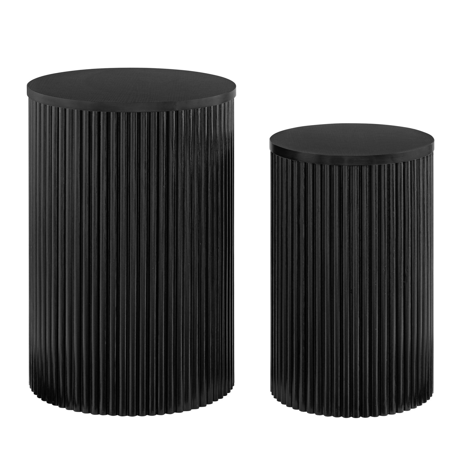 Hattie Round Pedestal Nesting Tables - Black - DUSK
