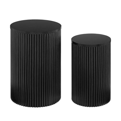 Hattie Round Pedestal Nesting Tables - Black - DUSK