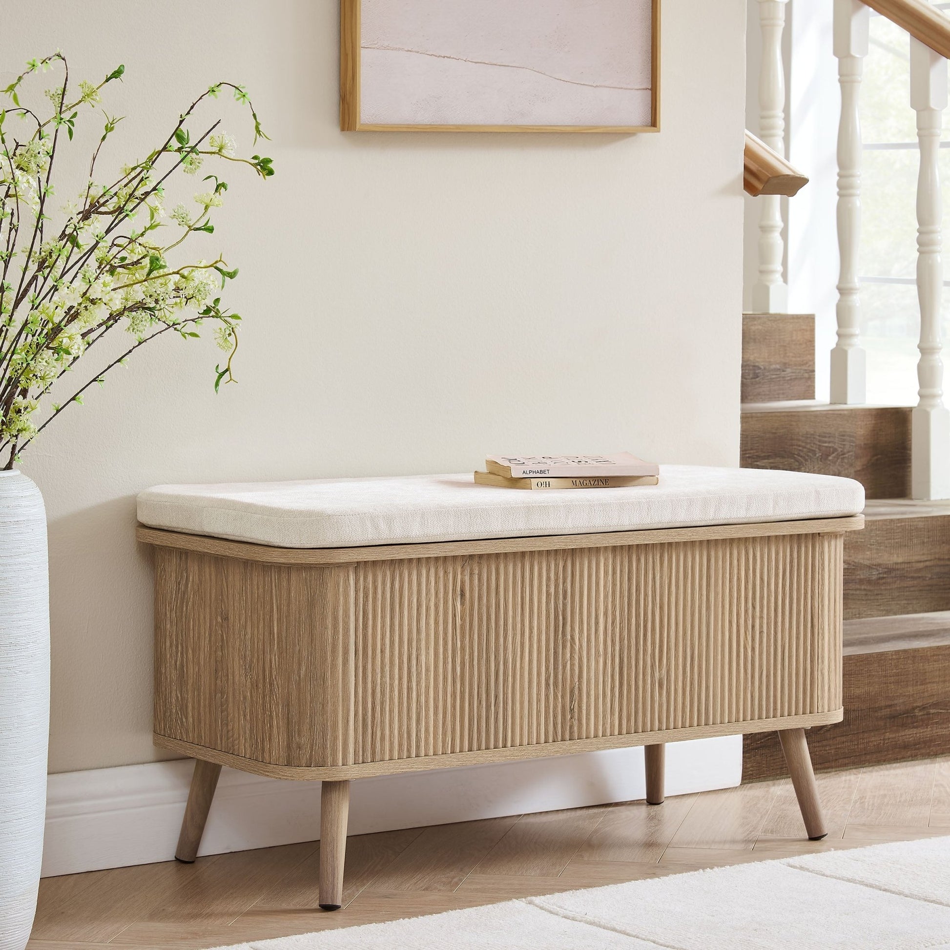 Hattie Seated Storage Bench - Light Wood - DUSK