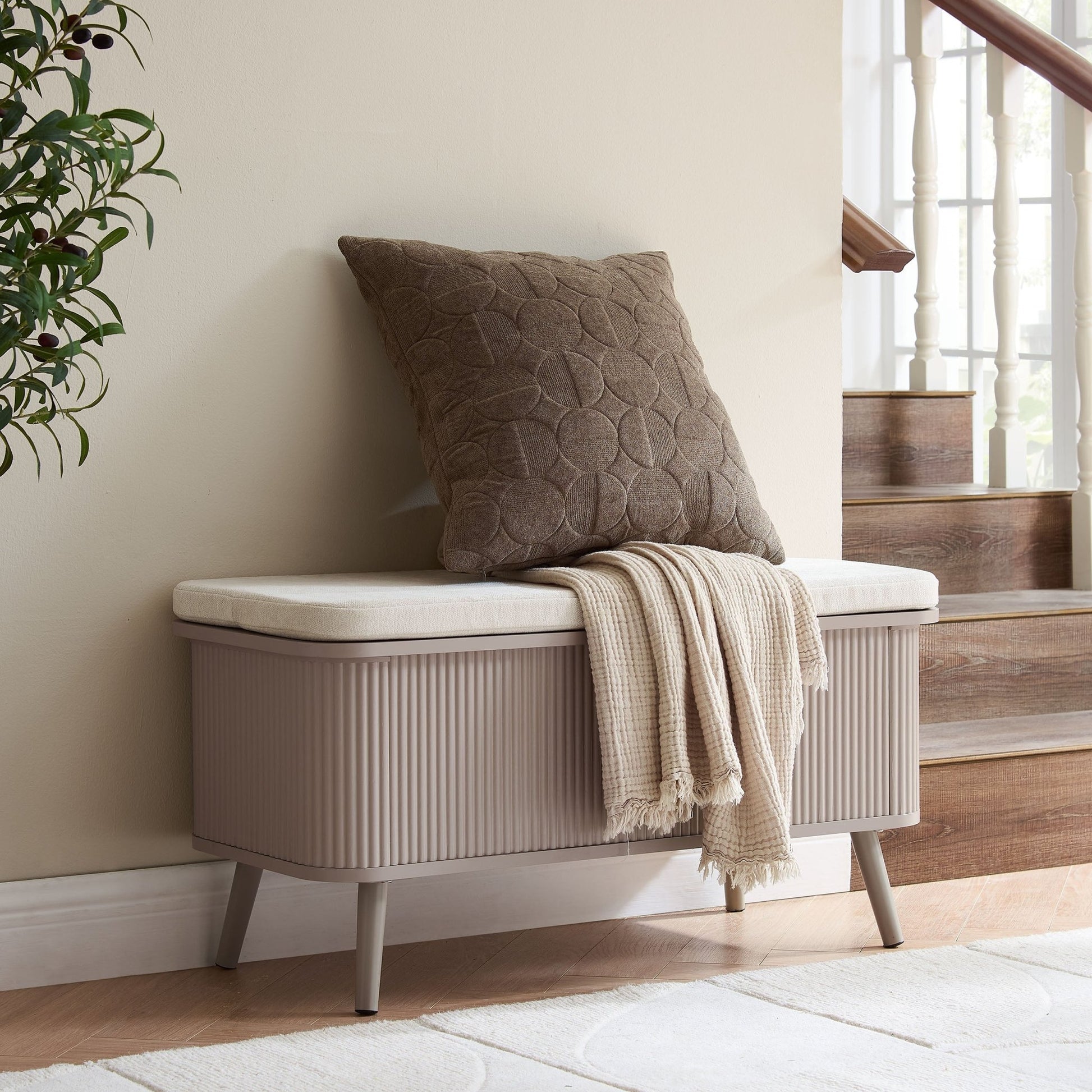 Hattie Seated Storage Bench - Taupe - DUSK