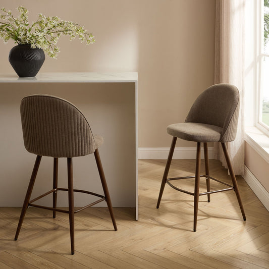 Hattie Set of 2 Barstools - Chenille Mushroom - DUSK