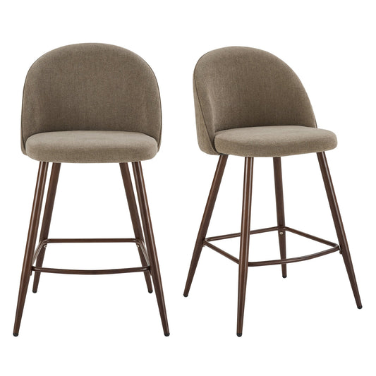 Hattie Set of 2 Barstools - Chenille Mushroom - DUSK