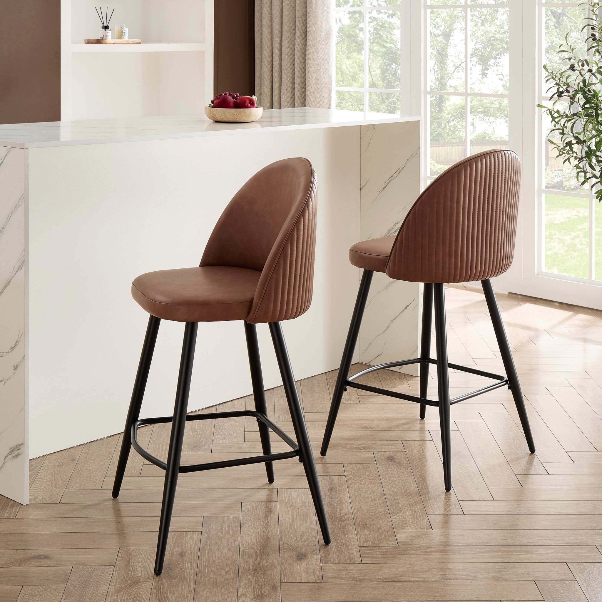 Hattie Set of 2 Barstools - Faux Leather Tan - DUSK