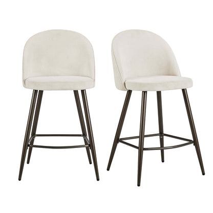 Hattie Set of 2 Barstools - Ivory Chenille - DUSK