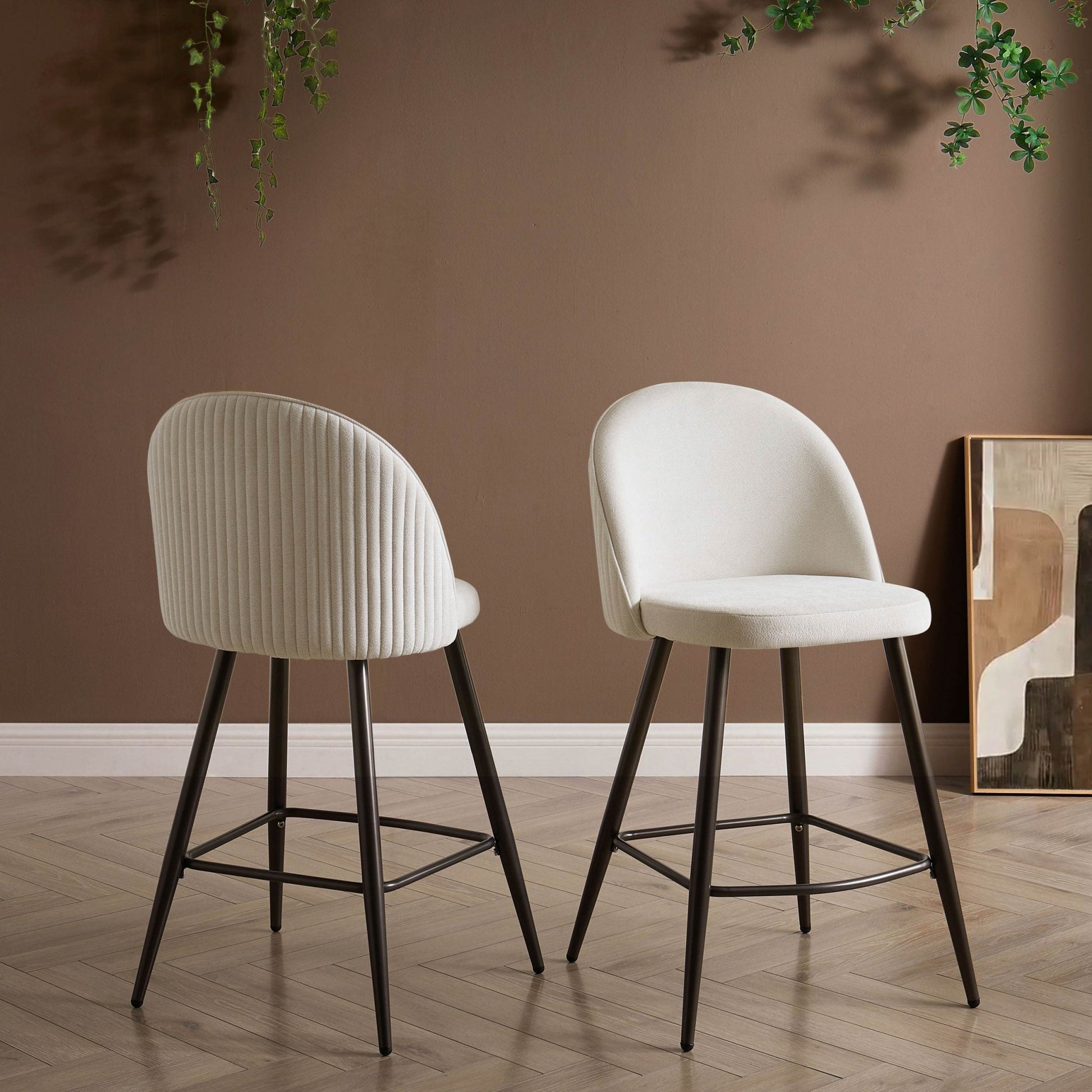 Hattie Set of 2 Barstools - Ivory Chenille - DUSK