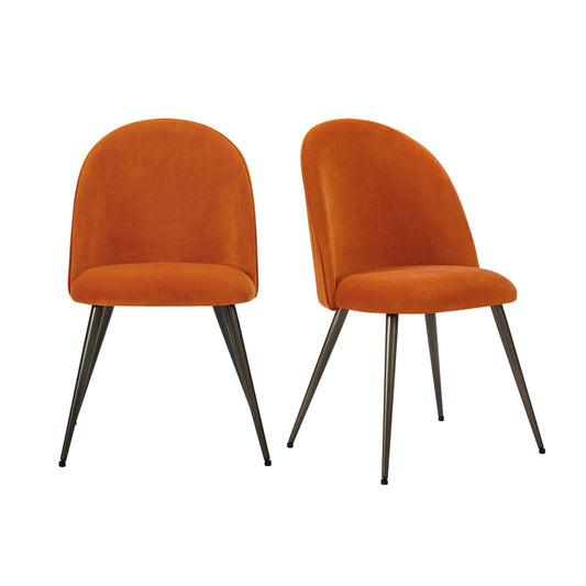Hattie Set of 2 Dining Chairs - Bright Orange - DUSK