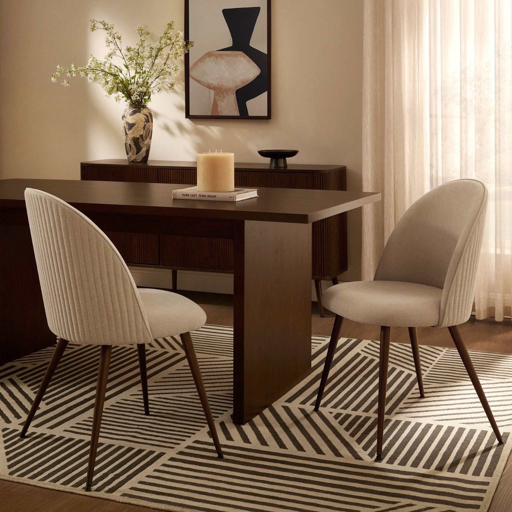 Hattie Set of 2 Dining Chairs - Chenille Oatmeal - DUSK