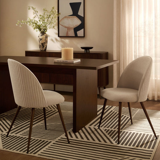 Hattie Set of 2 Dining Chairs - Chenille Oatmeal - DUSK