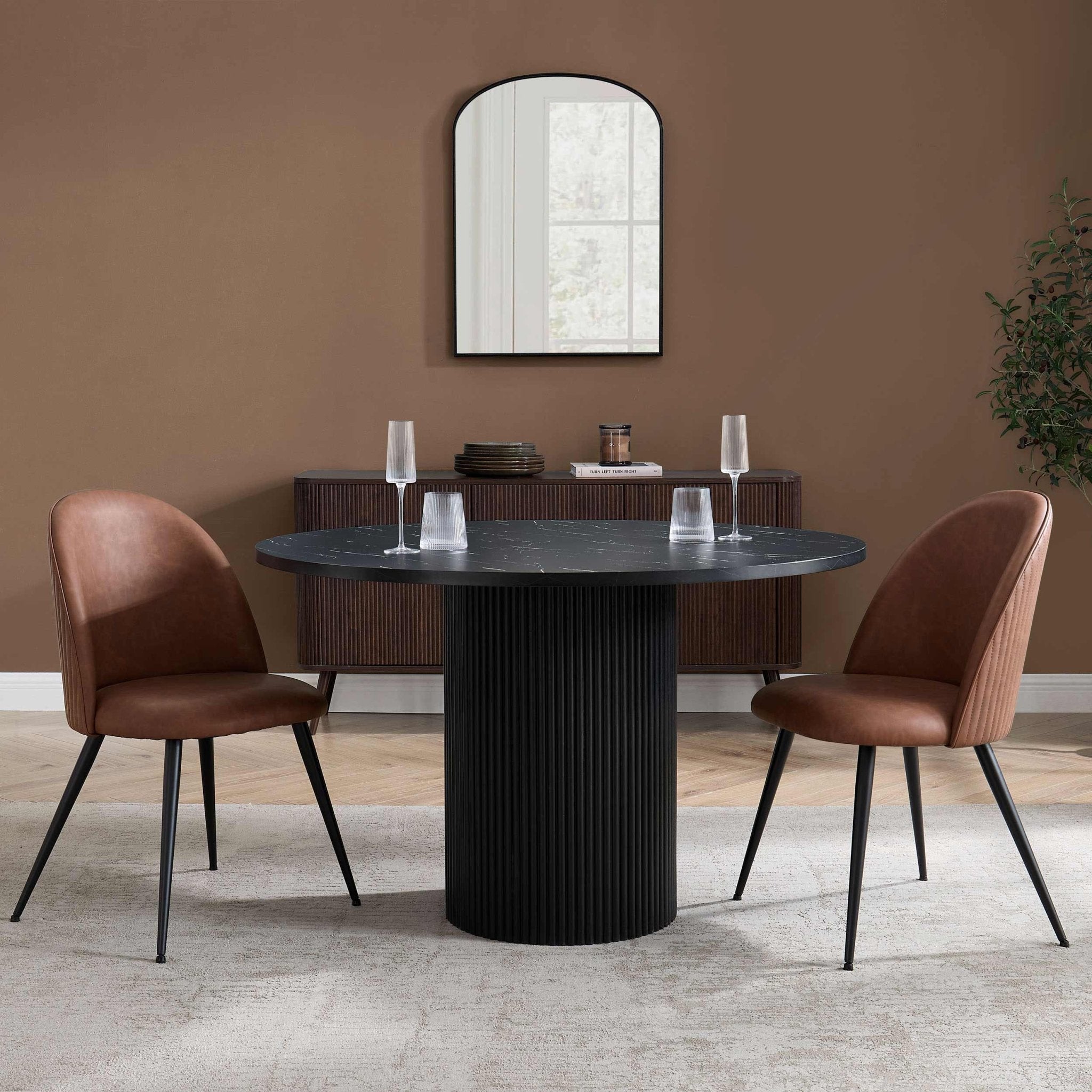 Hattie Set of 2 Dining Chairs - Faux Leather Tan - DUSK