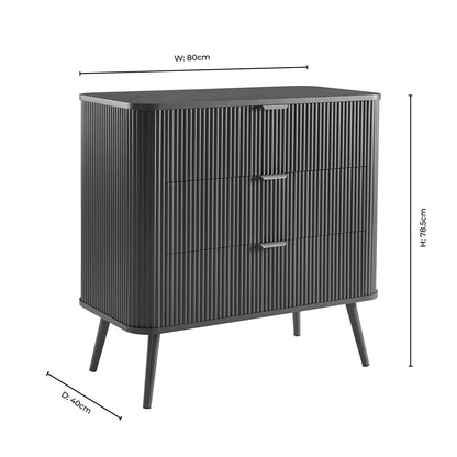 Hattie Small 3 Drawer Chest - Midnight - DUSK