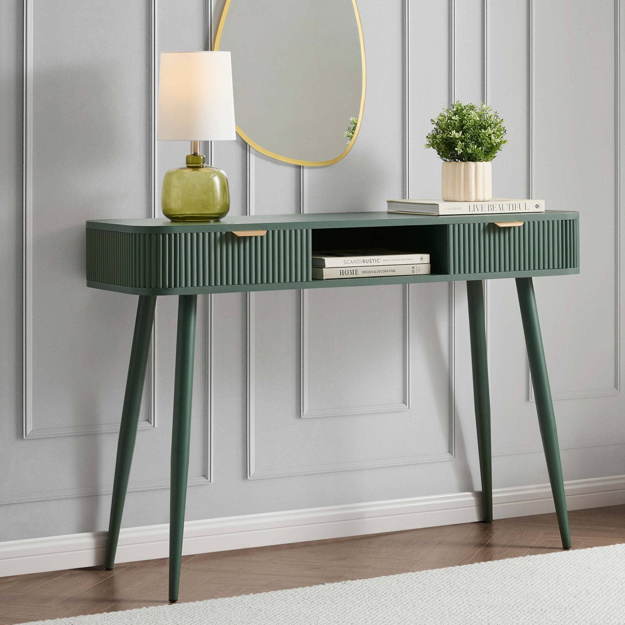 green emerald velvet dress Hattie Storage Dressing Table Console