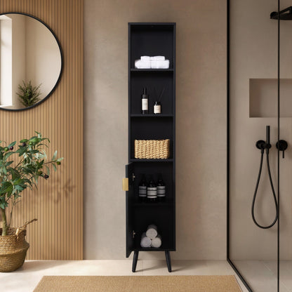 Hattie Tall Bathroom Storage Cabinet - Black - DUSK