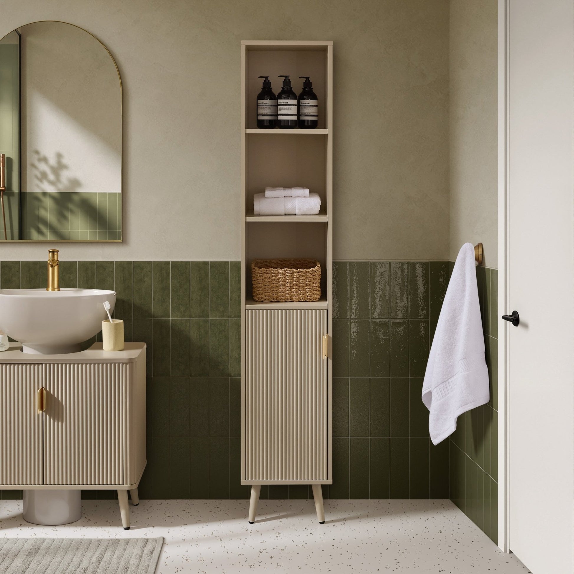 Hattie Tall Bathroom Storage Cabinet - Oyster - DUSK