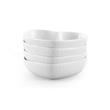Heart Shaped Set of 4 Cereal Bowls - White - DUSK
