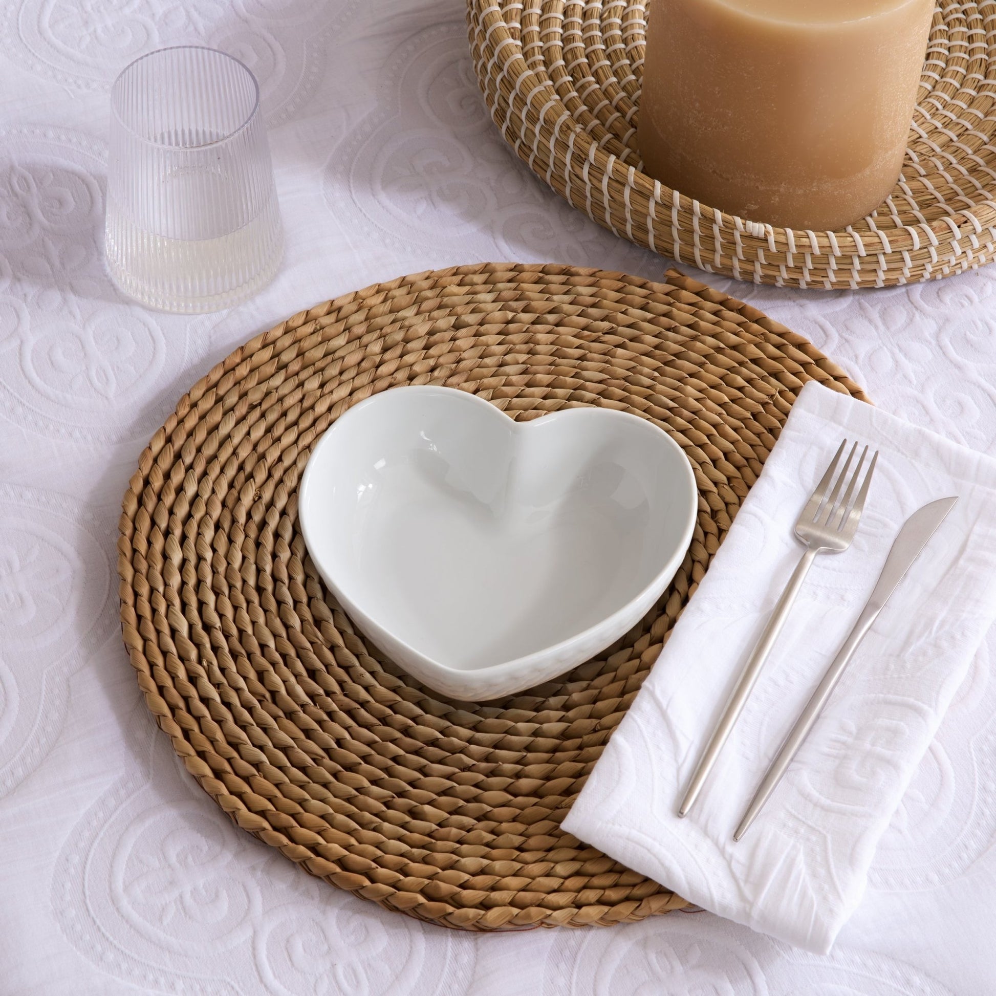 Heart Shaped Set of 4 Cereal Bowls - White - DUSK