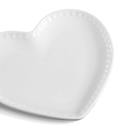 Heart Shaped Set of 4 Dinner Plates - White - DUSK