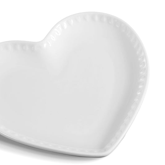 Heart Shaped Set of 4 Dinner Plates - White - DUSK