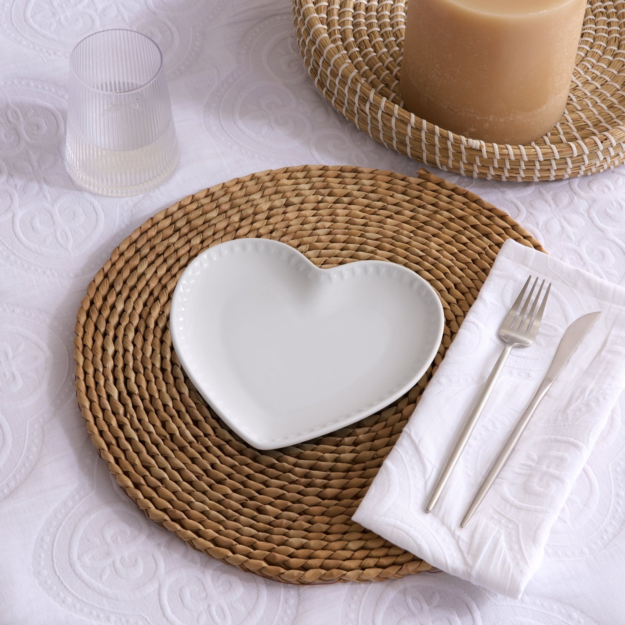 Heart Shaped Set of 4 Side Plates - White - DUSK