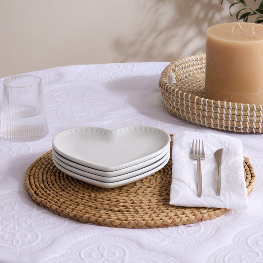 Heart Shaped Set of 4 Side Plates - White - DUSK